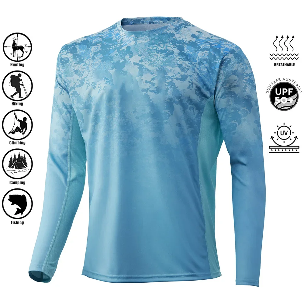 Herren Langarm-T-Shirt aus Polyester mit 3D-Camo-Druck, UPF50+ UV-Schutz, Rundhalsausschnitt, atmungsaktiv, ideal zum Angeln, Jagen, Wandern und für Outdoor-Aktivitäten. – Detail 13