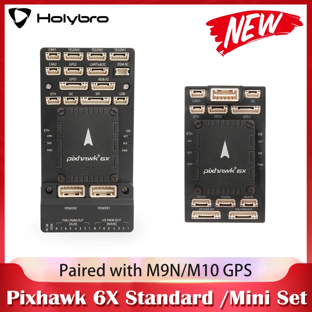 NEW Holybro Pixhawk 6X  (REV8) H753 Flight Controller Module Standard Base/Mini Base PM02D M9N M10 GPS RC Multirotor Airplanes