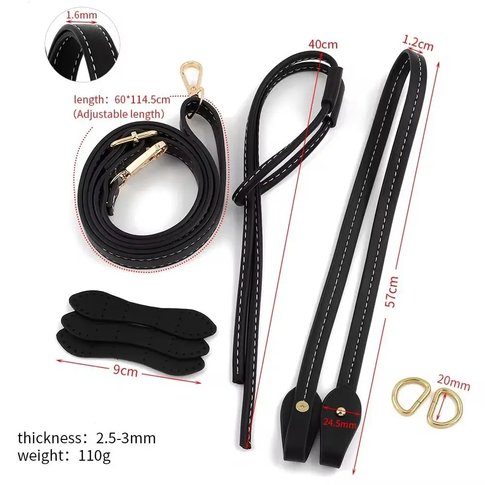 Alças de bolsa de ombro de couro pu portátil, corda de substituição artesanal, alças com cordão, bolsa de balde, acessórios de bolsa