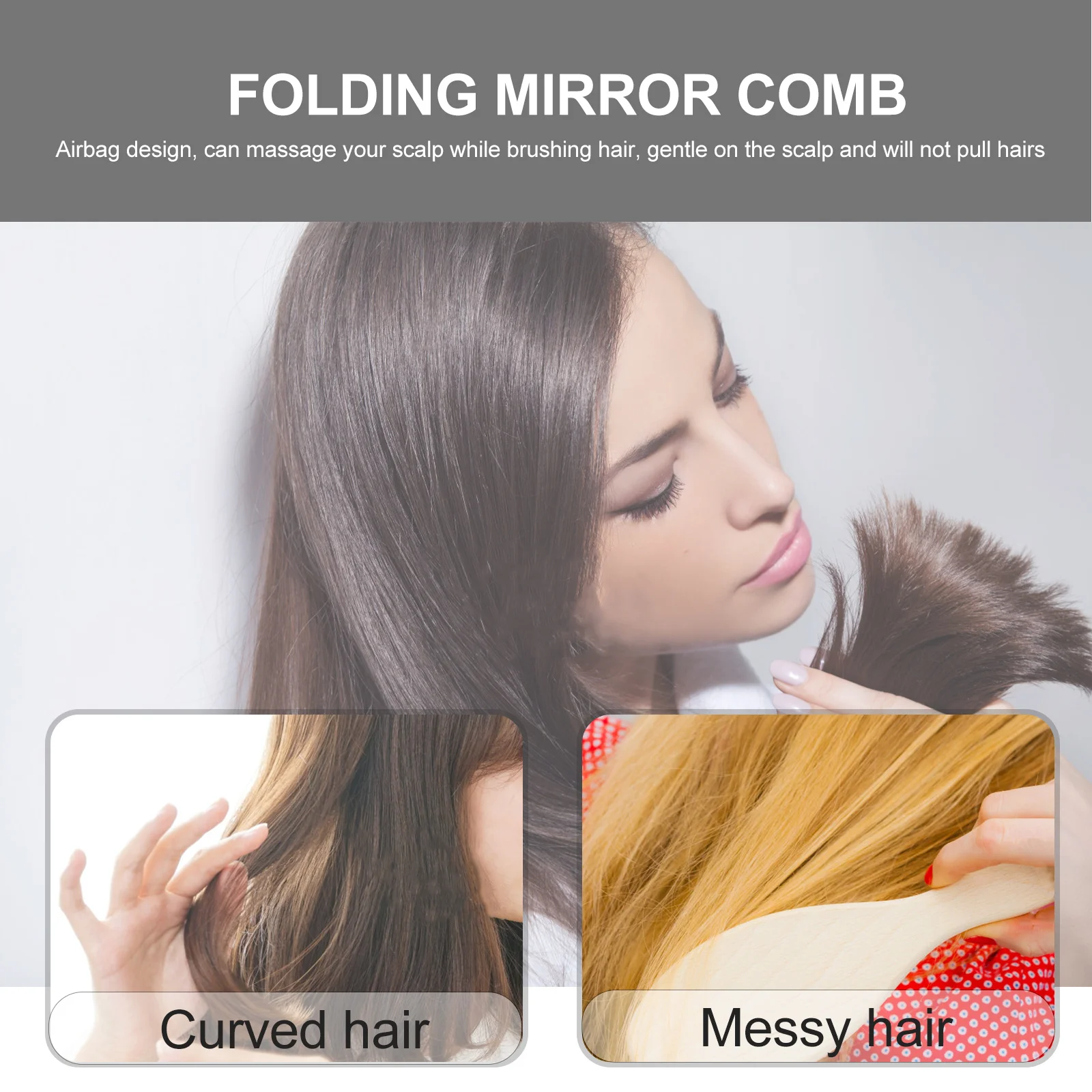 

3Pcs Folding Comb Portable Travel Mirror Hairdressing Detangling Brush Massage Folding Hair Comb Hairdressing Hair Brush