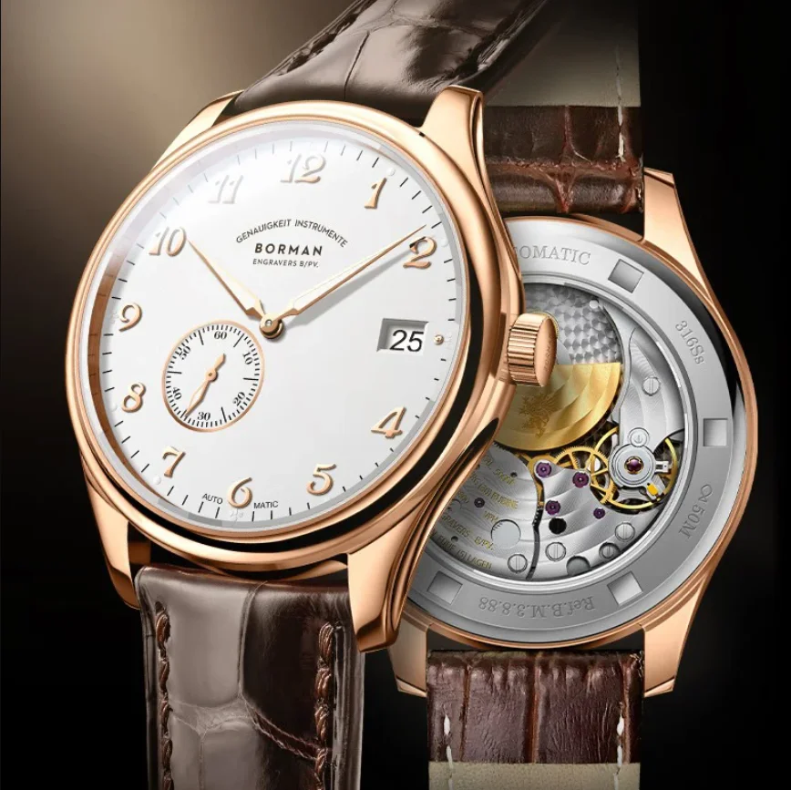 

BORMAN Men Automatic Watch Vintage 41mm Mechanical Wristwatch Luminous Waterproof Sapphire Mirror Hangzhou 5000 Micro Rotor
