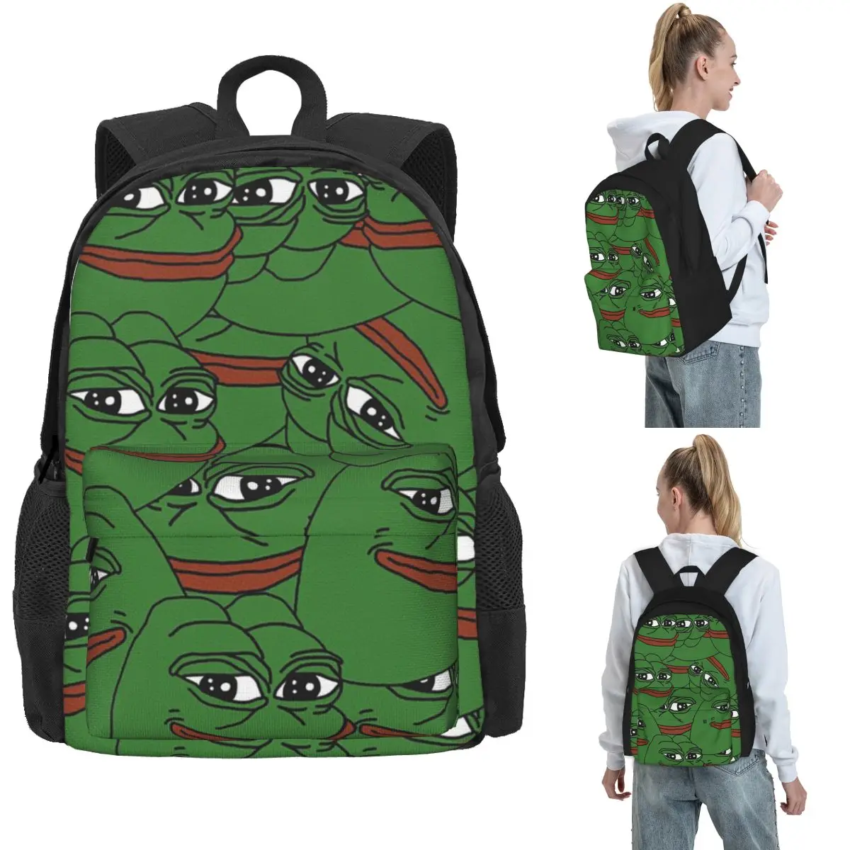 Pepe The Frog Peepo Emote Backpack Hot Sale Daypack Large Capacity Children BookBag School Bag Shoulder Bags for Men Women