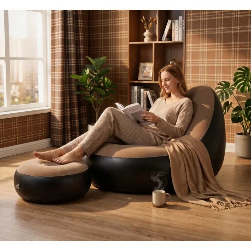 2pcs-inflatable-chaise-lounge-with-footstool-ottoman-recliner-portable-camping-couch-garden-chair