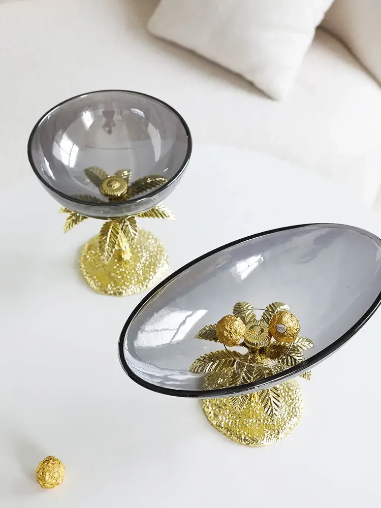 Creative high-end fruit plate with high feet Modern living room light luxury candy plate, front desk snack plate