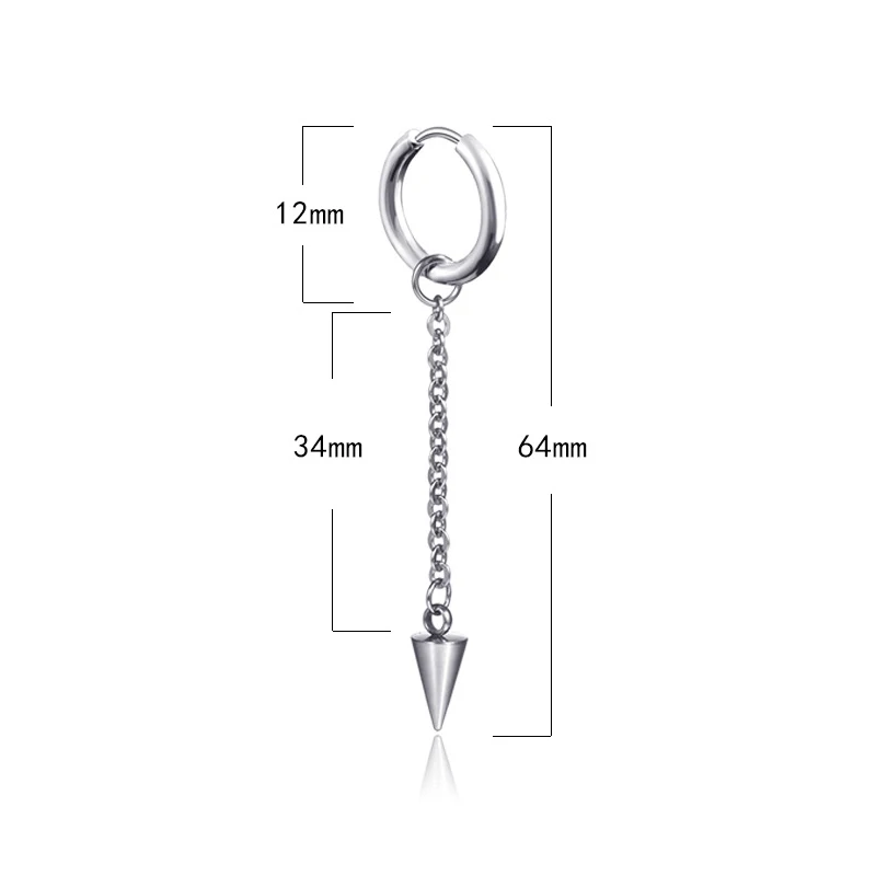 Quaste Kette Ohrringe Herren Trendsetter Ohrstecker Hip Hop Ohrclips Schmuck Zubehör Kreative Persönlichkeit Edelstahl Ohrringe – Detail 1