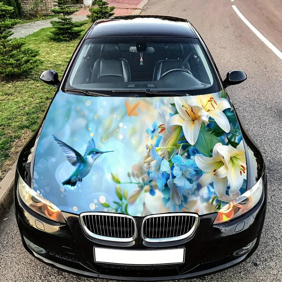

Колибри и лилия, обертка на капот автомобиля, цветная виниловая наклейка, графический капот для грузовика, автоаксессуары, украшение, защитная наклейка, подарок