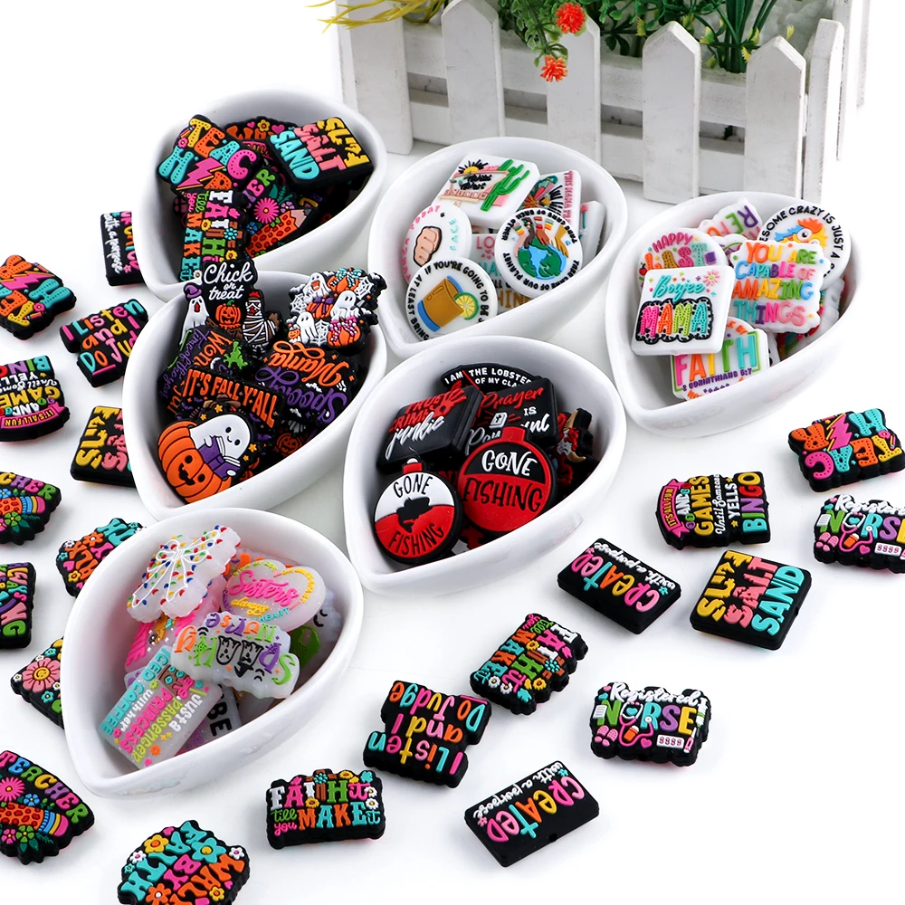 10 قطعة سيليكون التركيز حبة النص/هالوين/عيد الميلاد/مزيج الحيوان للمجوهرات أساور يدوية القلائد سلاسل المفاتيح اكسسوارات