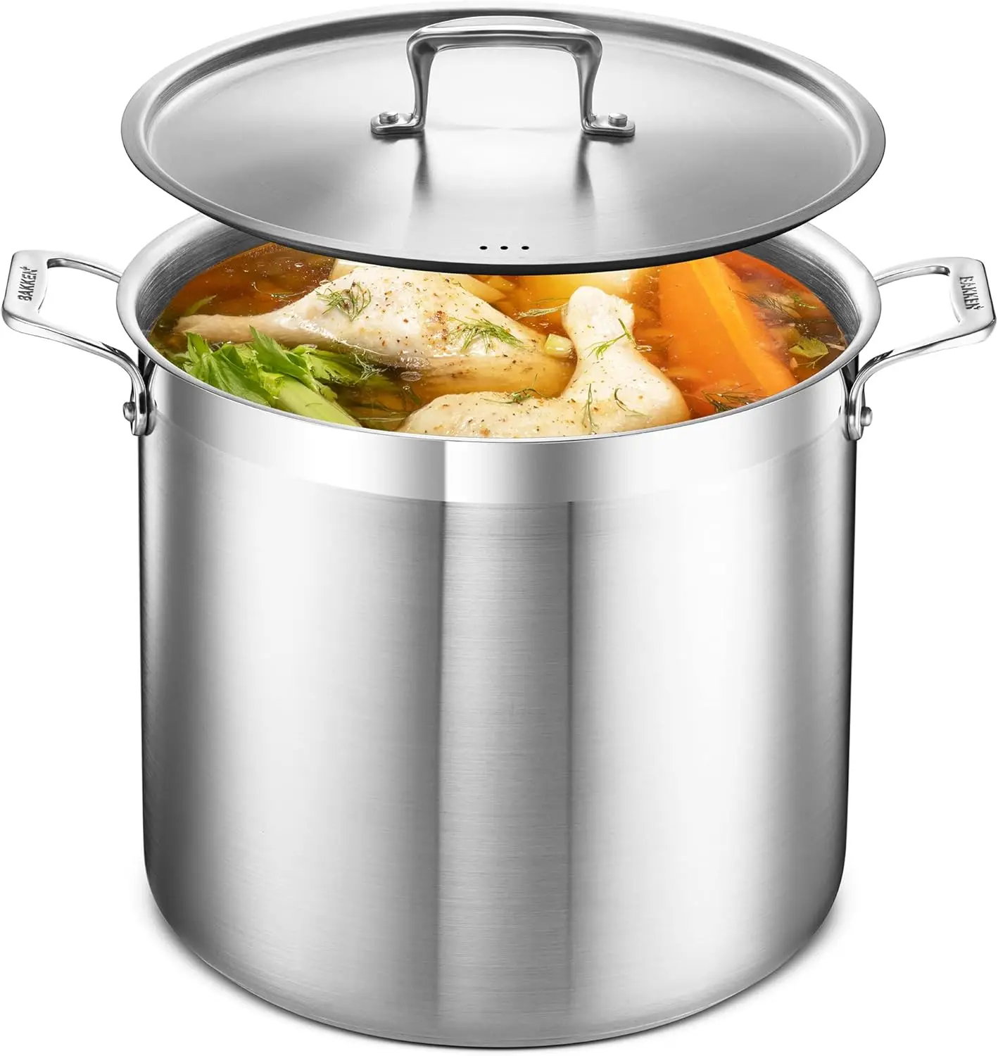 Suppentopf – 20-Quart – robuster Induktionstopf aus gebürstetem Edelstahl mit Deckel und genieteten Griffen sowie für Suppe, Meeresfrüchte, Lager