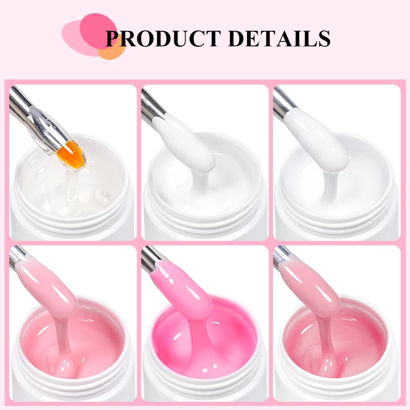 Mtssii 15ML Quick Extension Nail Gel Semi Permanent Acrylic Crystal Clear Nude Pink Jelly Milky White Gel UV Construction Gel