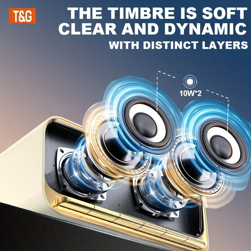 TG461 kabelloser Lautsprecher, unterstützt Uhr- und Weckerfunktionen, 3600mAh, LED-Display Digitaluhr. – Detail 7