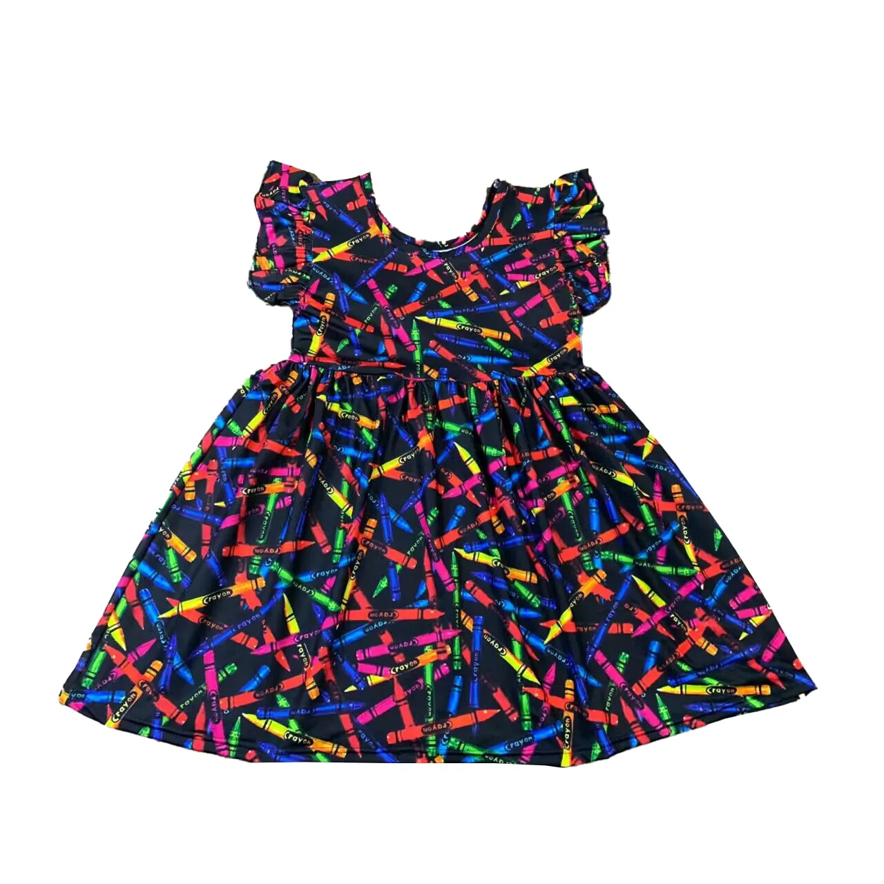 Vêtements de rentrée scolaire pour enfants, robes à crayons colorés, manches perlées, robes pour petites filles, vente en gros