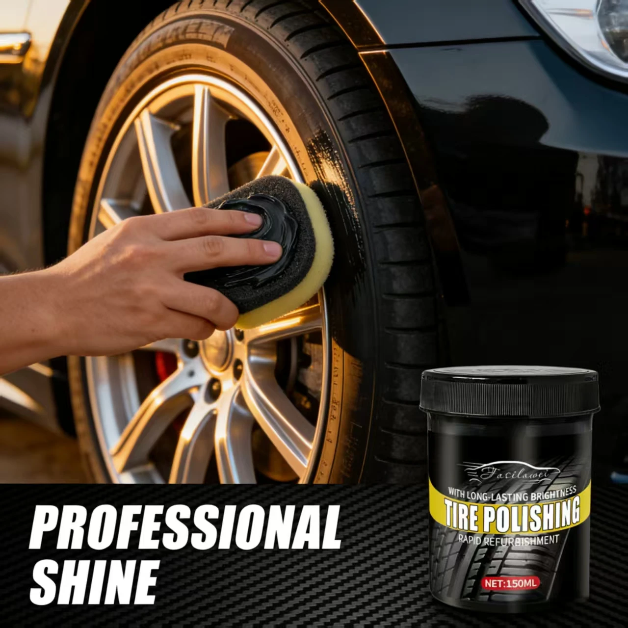 파실라이 타이어 광택 크림 (BNM용) – 빠른 복원, 오래 지속되는 광택, 즉각적인 타이어 광택 복원, 150ML 퀵-A