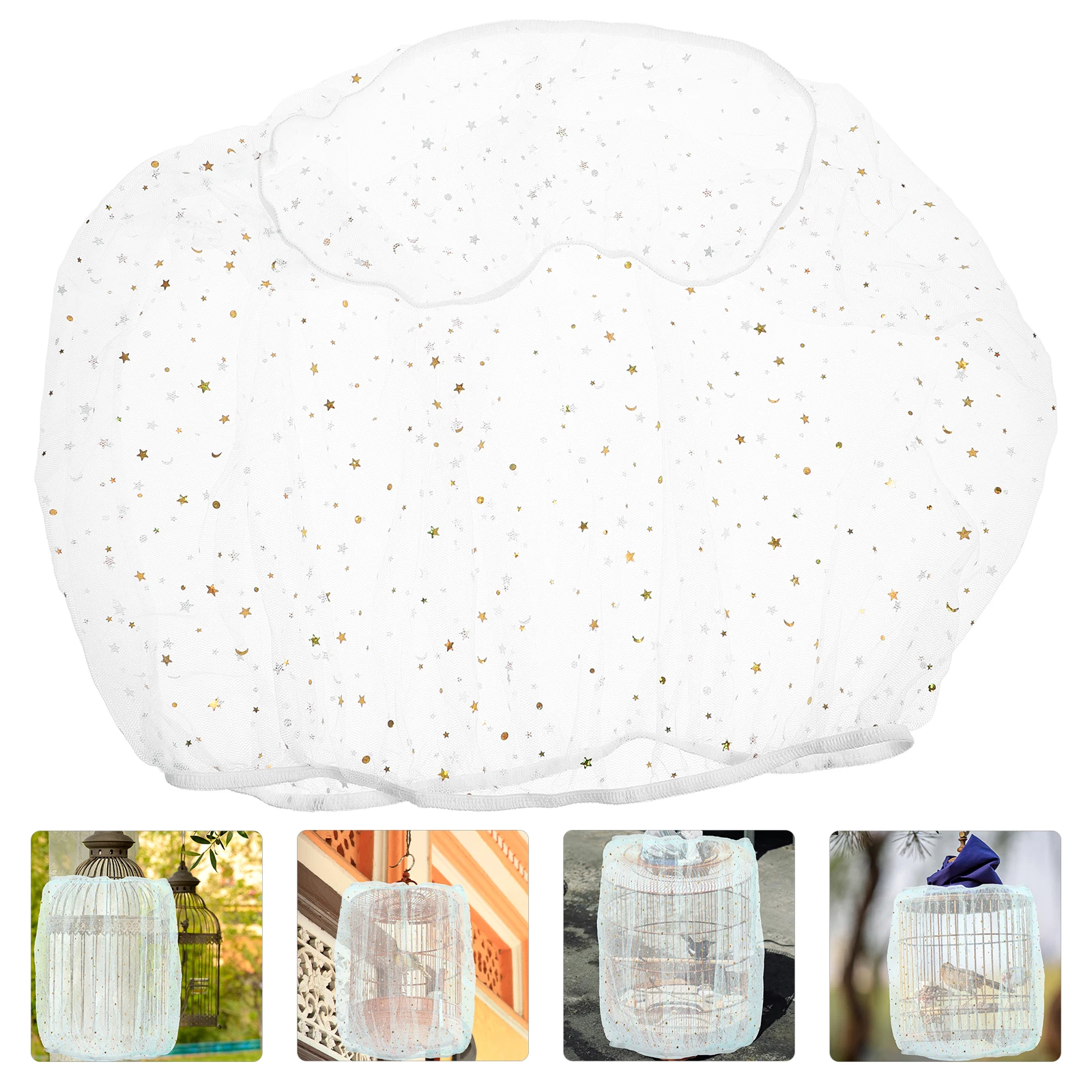 

Parrot Bird White Mesh Cage Netting Splash-Proof Food Catcher Birdcage Accessories Indoor Airy Cover Easy Clean