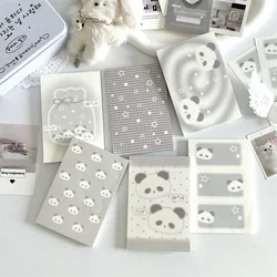 Cute Cartoon Panda Grey Series Memo Pad Kawaii Loose-leaf Portable Pocket Notepads Scrapbook Journal Decorative Paper for Girls