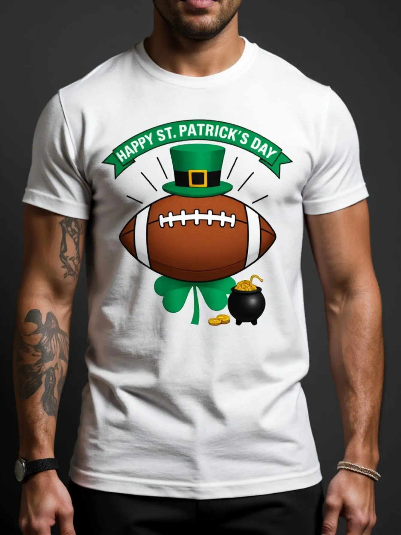 

Футбольная футболка с рисунком Дня Святого Патрика, мужская повседневная дышащая хлопковая футболка с круглым вырезом и короткими рукавами