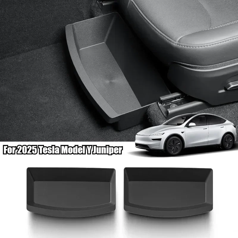 

For 2025 Tesla Model Y Juniper Front Seats Under Seat drawer TPE Storage Box Car seat storage organizer Interior accessories