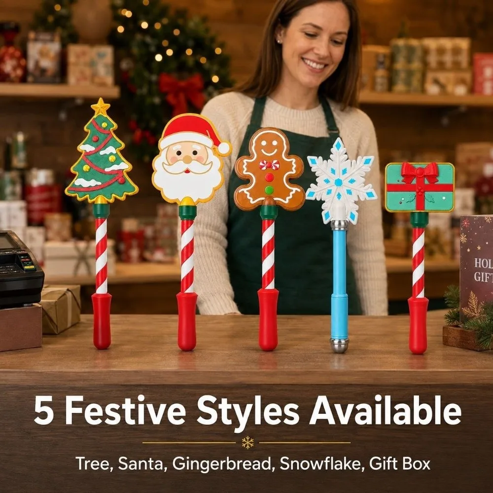 3D Printed Christmas Tap Wand Santa Claus Christmas Tree Credit Card Tap Prop Gingerbread Man Candy Stripe Grip