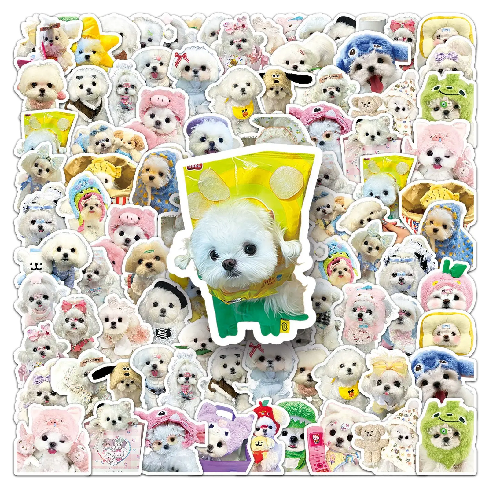 50 STKS Maltese Leuke Huisdier Leuke Hond Mode Huisdier Graffiti DIY Decoratieve iPad Koffer Gitaar Water Cup Waterdichte Sticker Kinderen Speelgoed