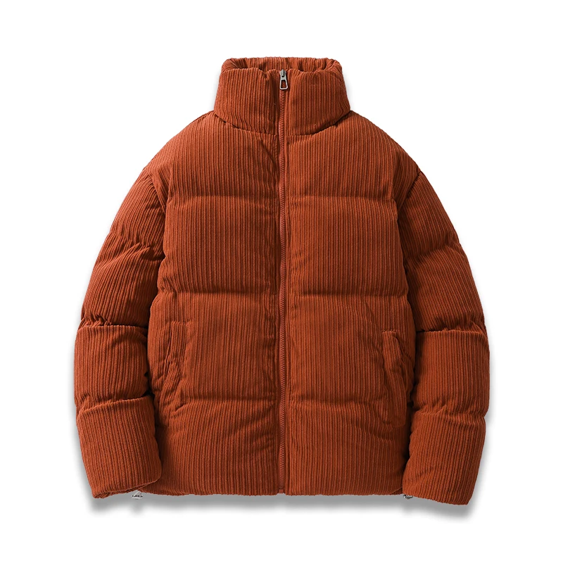 HNDTAZ, chaqueta de invierno para hombre, Parkas cálidas acolchadas de algodón de pana, abrigo acolchado de otoño para hombre, cazadora con cuello levantado Vintage coreano para hombre