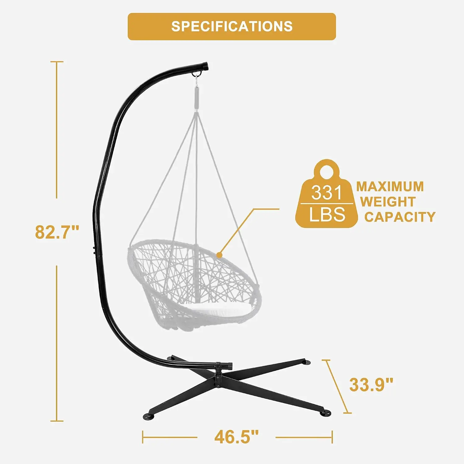Metal Hammock Hanging Stand 360 Degree Rotation 331 lbs Capacity, Customized