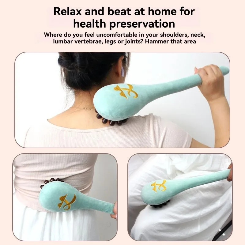 

Upgraded Wooden Meridian Pat-For Back And Neck Massage With 19 Large Wooden Beads-48Cm Length