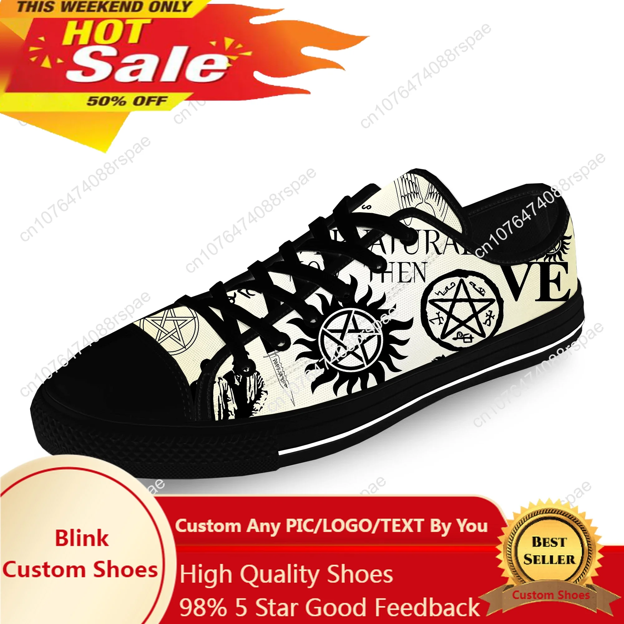 Supernatural Winchester Bros zapatillas de tela informales para hombre y mujer, zapatos bajos de lona con estampado 3D, ligeras y transpirables