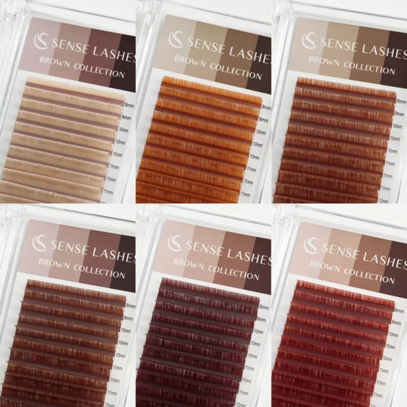 SENSE LASHES 16-rzędowa kolekcja Maillard Matowe brązowe rzęsy Mix 8-15 mm Wysokiej jakości naturalne kolorowe pojedyncze rzęsy — zdjęcie 4
