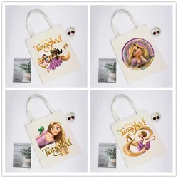 Disney aggrovigliato Rapunzel Princess Canvas Tote Bags Harajuku borsa a tracolla da donna borsa per la spesa di grande capacità Eco Girl Handbags