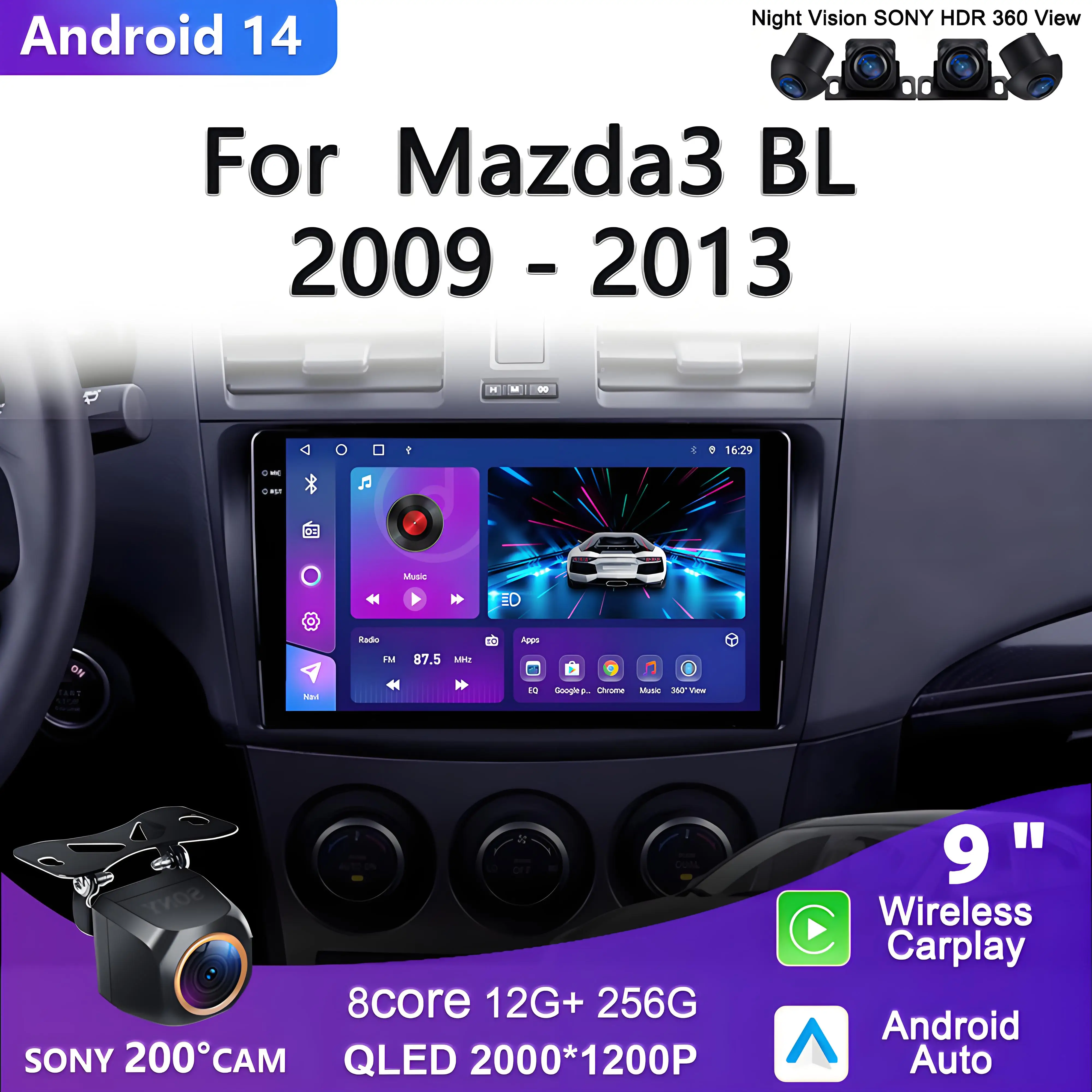 

Android 14 For Mazda 3 II For Mazda3 BL 2009 - 2013 Multimedia Player Radio Stereo Head Unit GPS Navigation 5G No 2din Car GPS