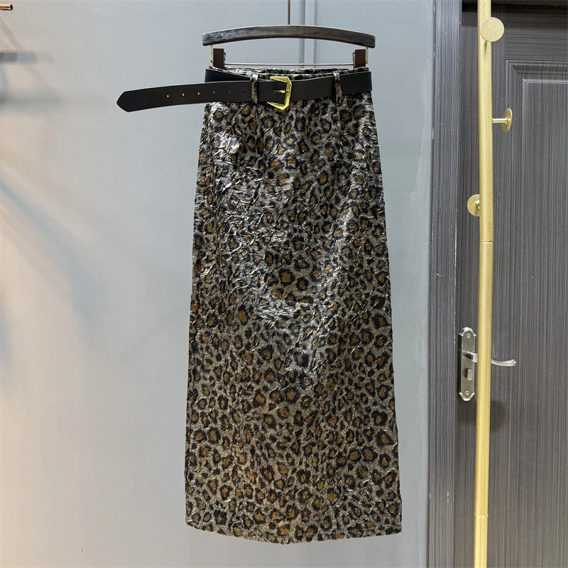 

Spicy girl leopard print straight tube skirt women in autumn 2025 versatile temperament slimming hip hugging long skirt