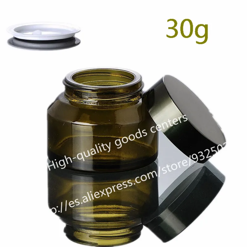 

High Quality 200pcs 30g Green Glass jars, 30ml Cream jars, Skin Care Cream bottles, Dark Glass Cosmetic Containers Free Shipping