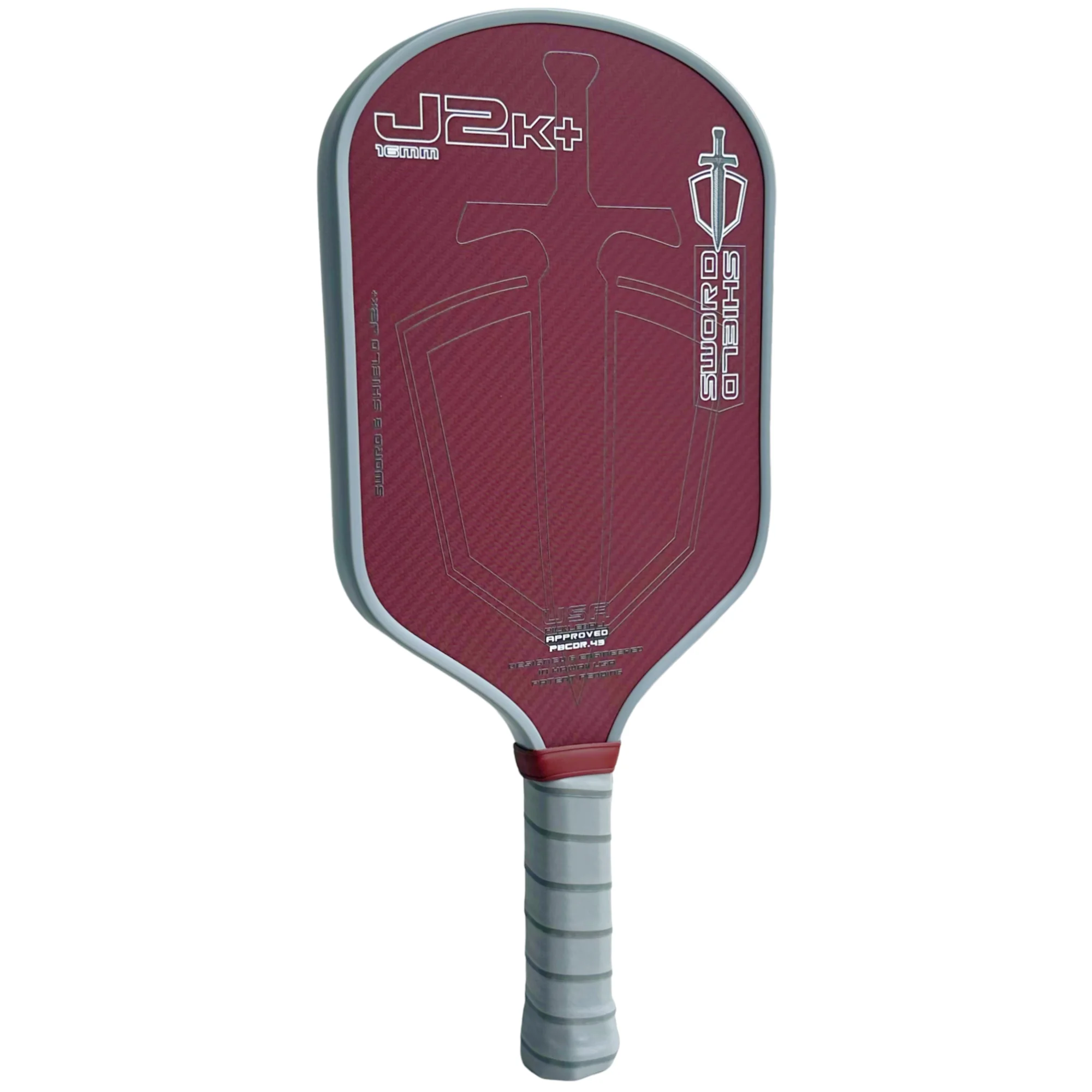 SWORD&SHIELD J2K+ مجداف كرة بيكلبول من ألياف الأراميد، قلب بوليمر على شكل قرص العسل، بقعة حلوة كبيرة، سمك 16 مم، سطح محكم