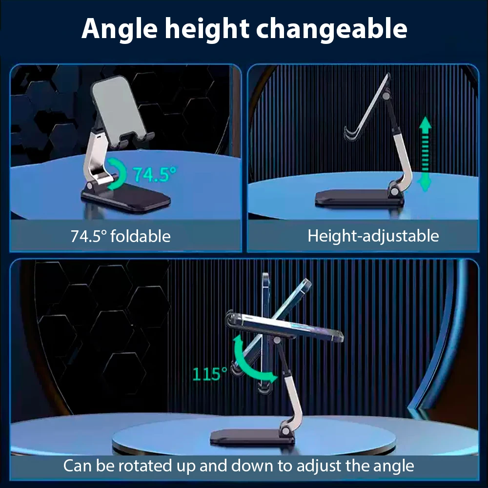 Universal Q7 Penyangga Ponsel Lipat dari Logam untuk iPad Xiaomi Samsung iPhone Smartphone Mendukung Tablet Penyangga yang Dapat Diangkat Penyangga Meja