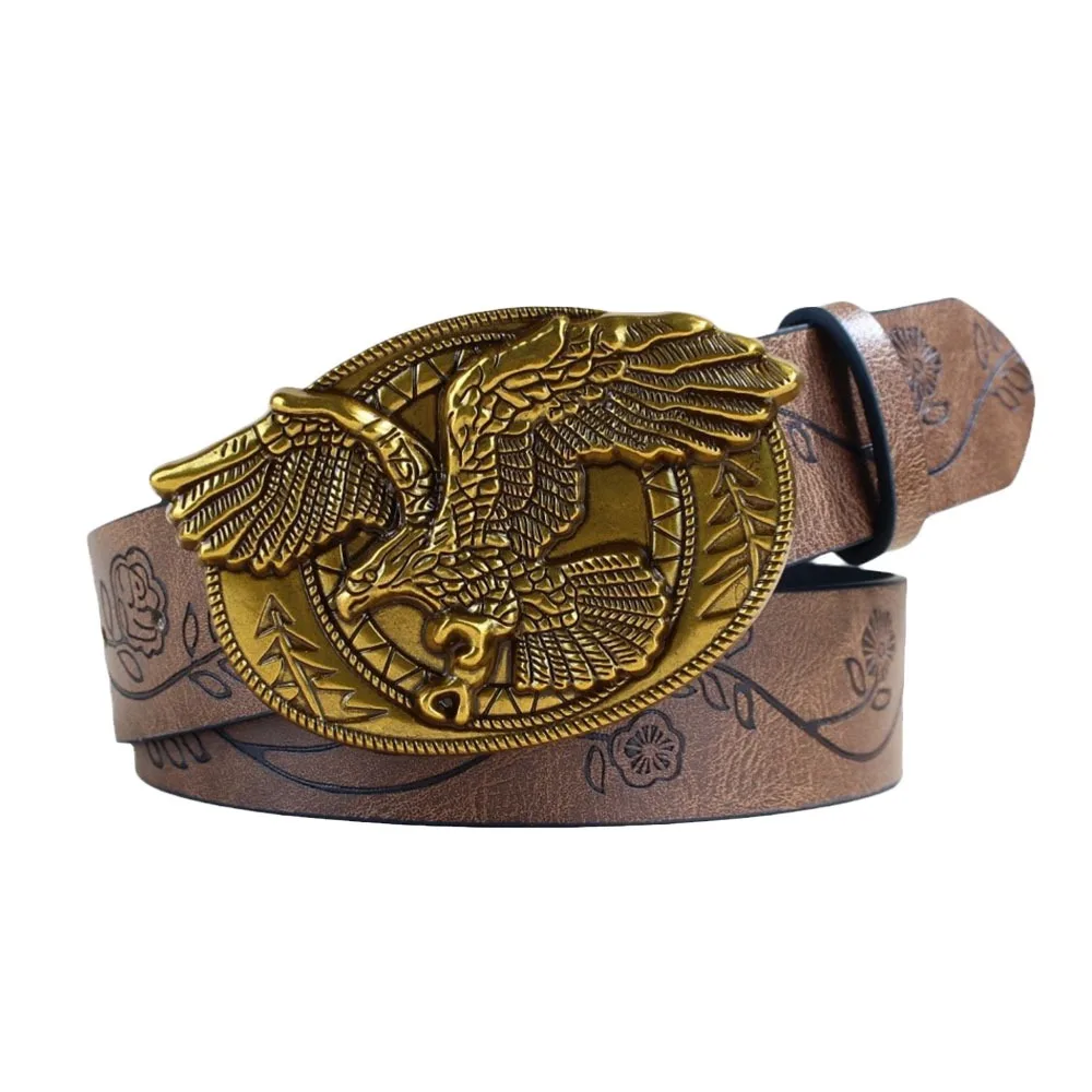 

Fashion Western Cowboy Retro Belt Punk Flying Eagle Buckle Jeans Belt Wide Retro Waist Strap Men Women