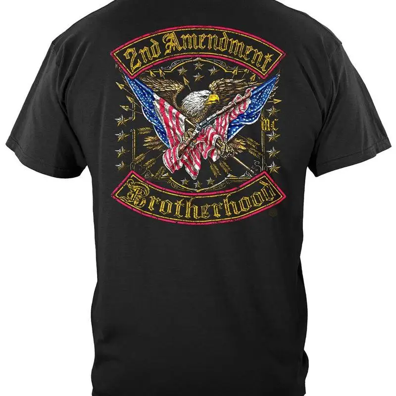 

2nd Amendment Double Flag Distressed 2nd Amendment 100% Cotton Black T-Shirt