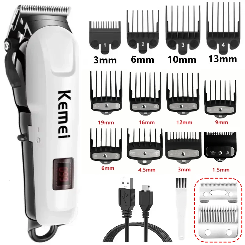 Kemei Haarschneidemaschine, elektrische Haarschneidemaschine, kabelloser Trimmer für Männer, Rasiermaschine, wiederaufladbarer Haarschnitt, Friseur KM-809A – Detail 2