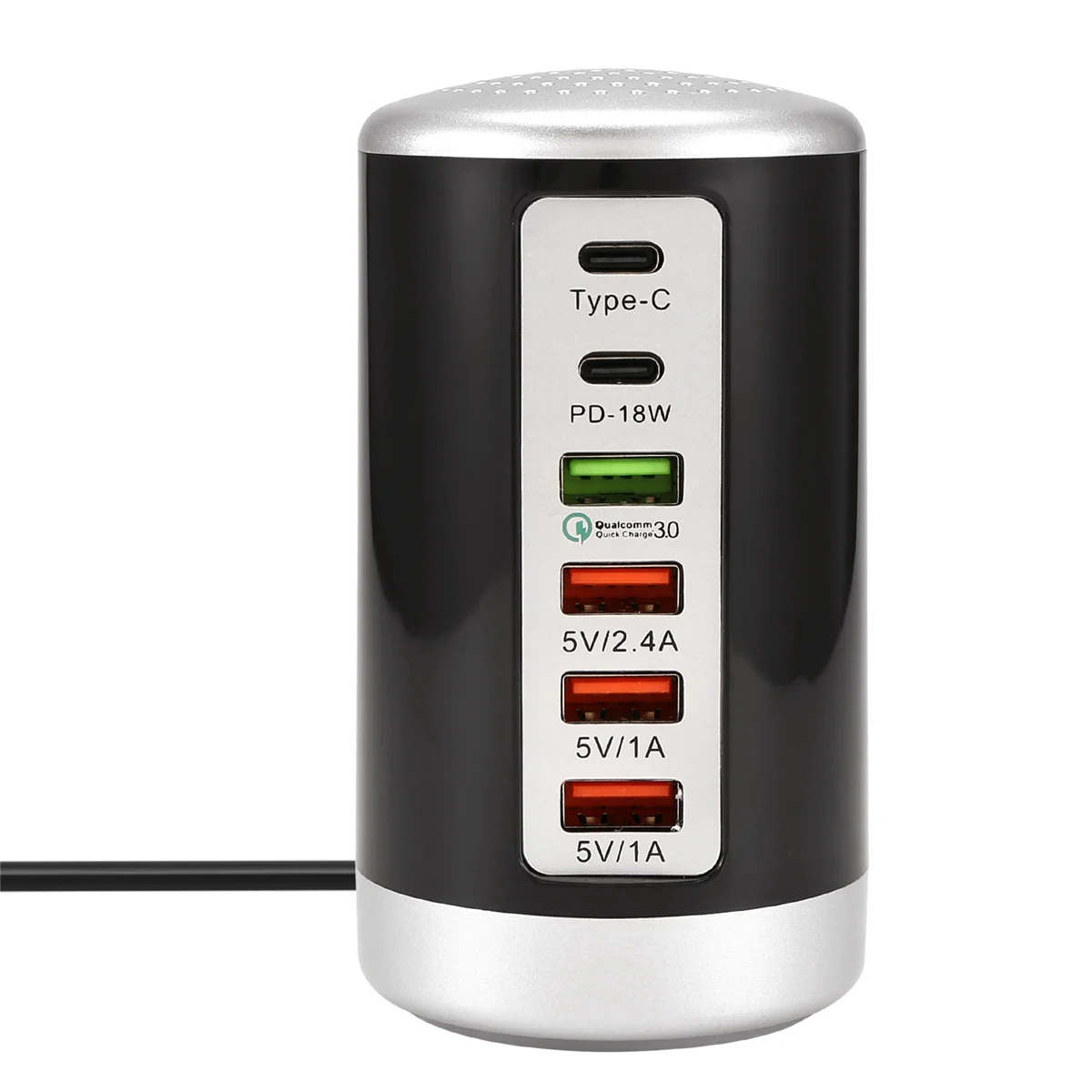 Cargador multipuerto USB de 65W, concentrador QC3.0, cargador rápido de 6 puertos tipo C PD, estación de carga para teléfono móvil, enchufe B de EE. UU.
