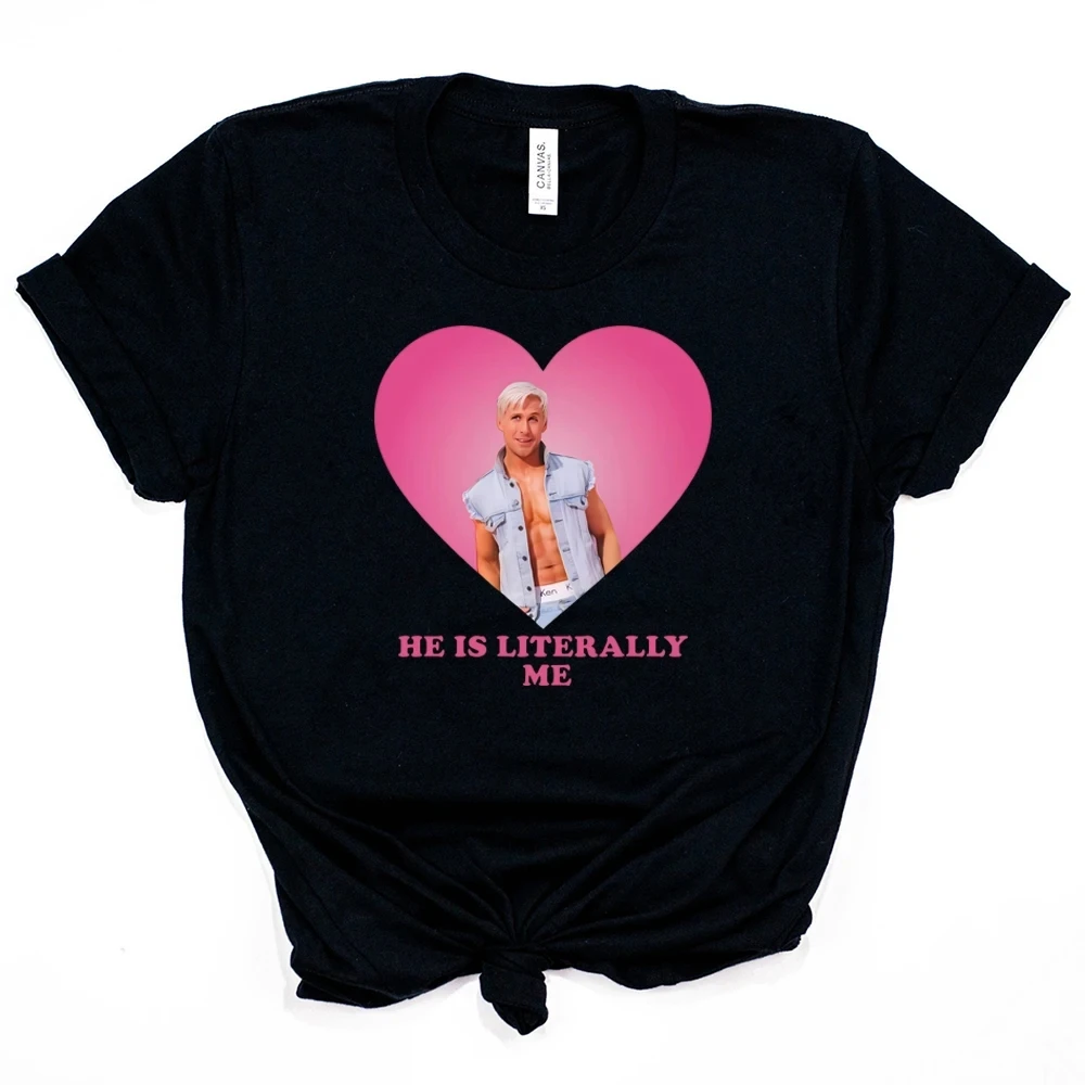 

Футболка He Is Literally Me Ryan Gosling женская футболка Ryan Gosling As Ken 2023, милая забавная футболка Y2k 90-х годов, женская футболка Kawaii Top tee