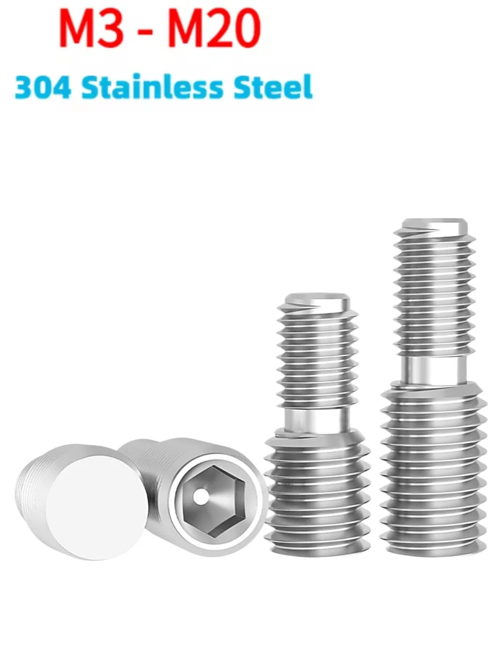 304 Stainless Steel Male‑to‑Male Thread Adapter Bolts M3‑M20 Double Head Conversion Transfer Screws for Machinery DIY Fastening
