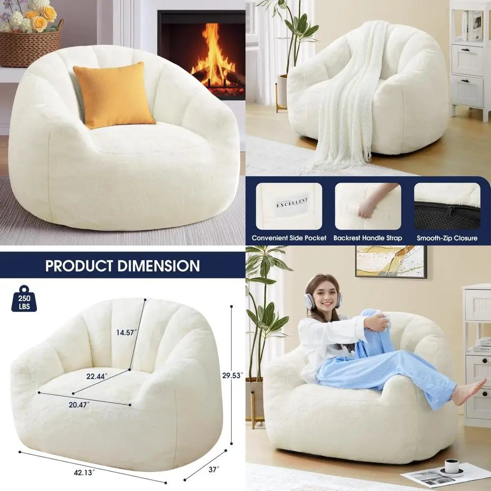 كرسي بين باج من إسفنج الذاكرة على شكل صدفة - أريكة مريحة ممتازة مع غطاء قماشي متين وخيار جلوس مريح #1