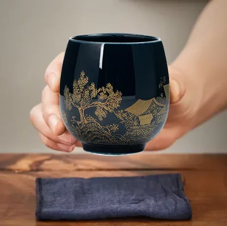 180ml Handbemalte Japanische Einfache Keramik-Teeschale und Tasse für Nachmittagstee zu Hause, Große Keramik-Teetasse, Einzeltasse für Tee