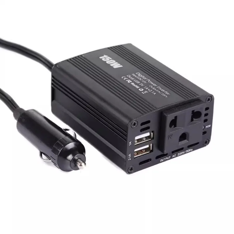 

150W car inverter 12V to 220V socket power supply cigarette lighter booster dual USB car charger