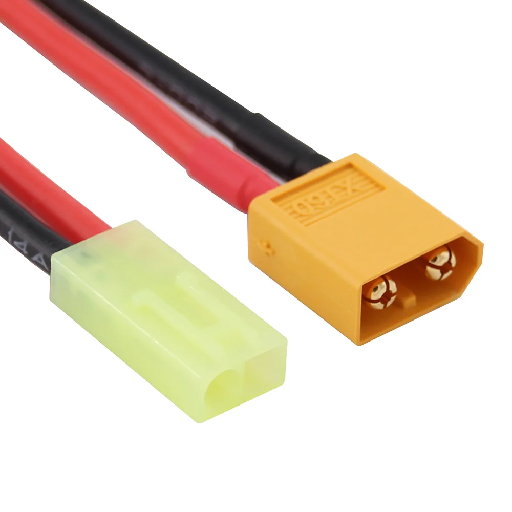 XT30 XT60 to Mini Tamiya Female Male Connector Adapter with wire 10cm/14AWG for RC Battery For Airsoft ESC cable