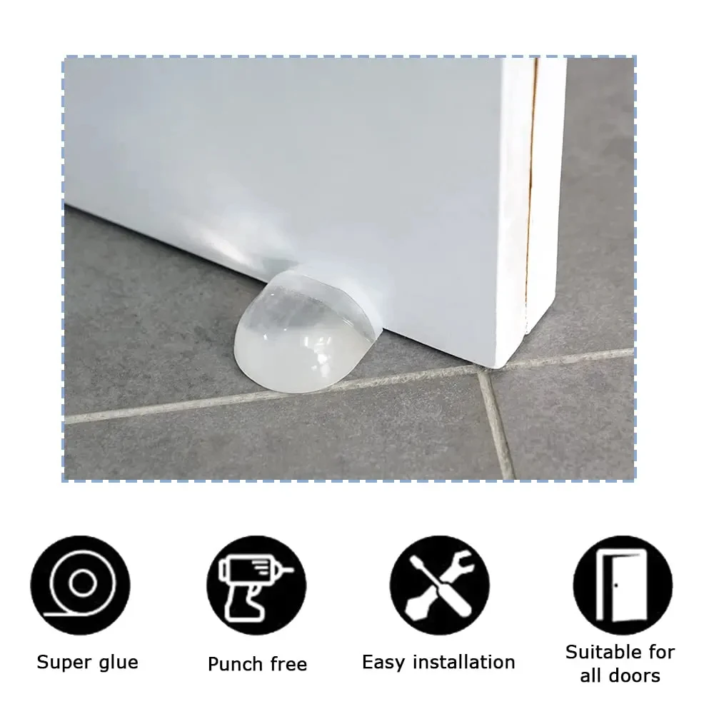 1/2Pcs Door Stopper Punch-free Transparent Self Adhesive Door Holder Door Stop For Home Protect Walls And Furniture Accessories