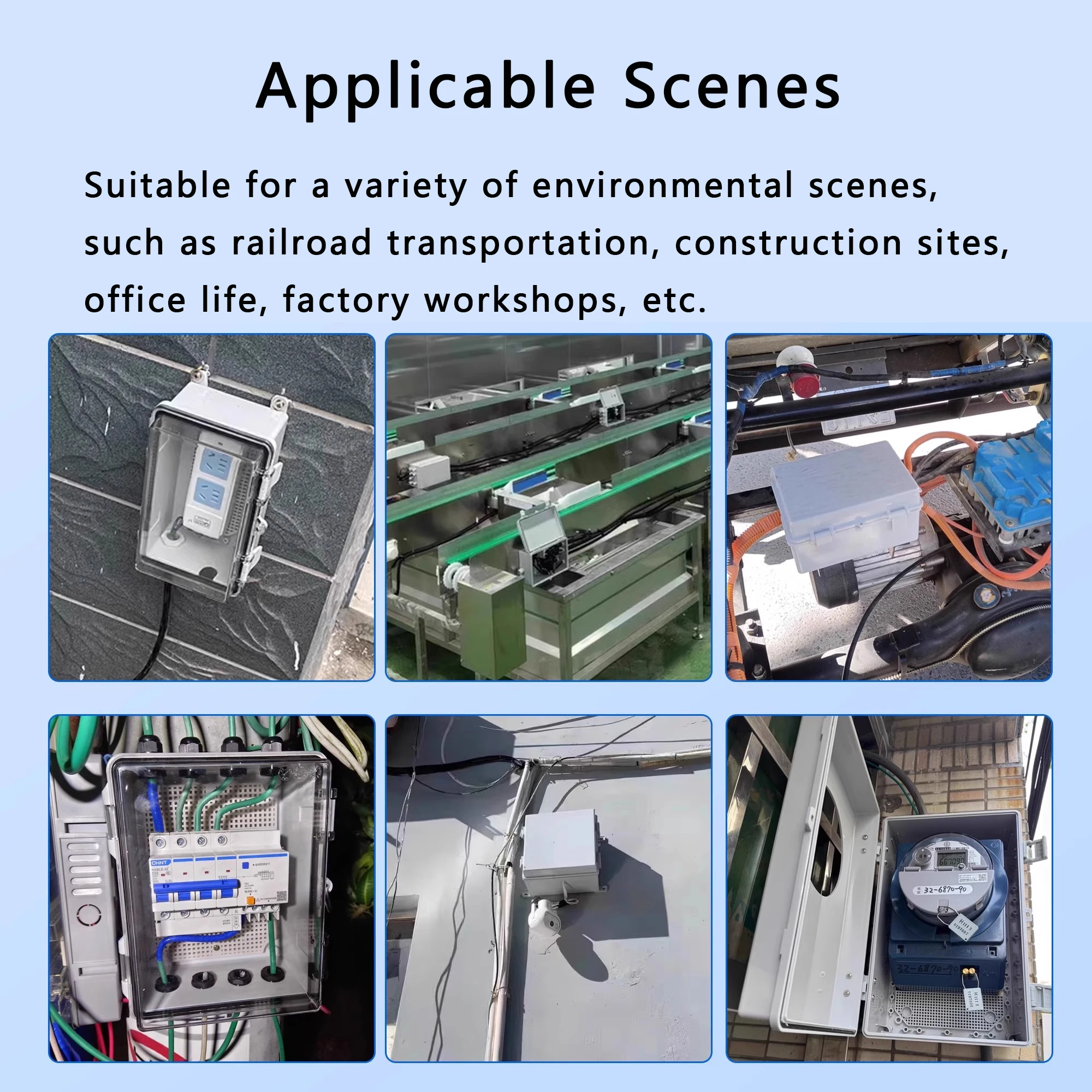 IP66 Wasserdichtes graues/transparentes Abdeckgehäuse, Stromanschlusskasten, ABS-Kunststoffscharnier, elektronischer Verteilerkasten für den Außenbereich