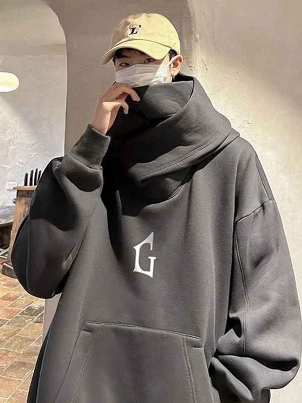 

plus Size Hoodie High Collar Fce Lined Thiened ex Autumn Winter Sweatirt Youth ular Printed American Sle Brea...