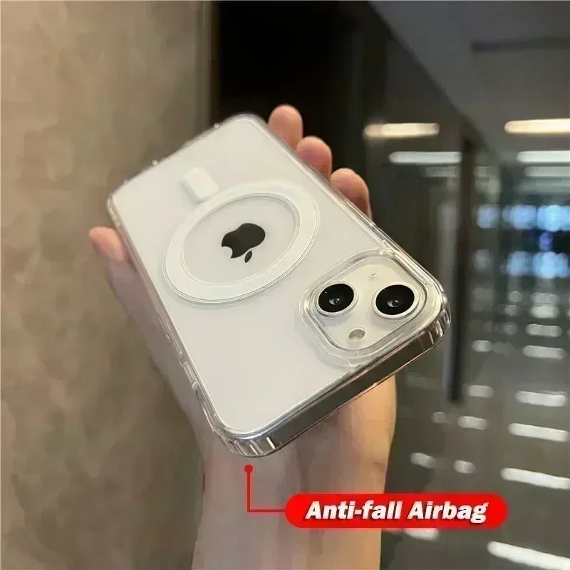 Magsafe حافظة شحن لاسلكية مغناطيسية ، غطاء خلفي للصدمات ، آيفون 15 ، 14 ، 13 ، 12 ، 11 Pro Max ، ميني ، XR ، X ، XS ، ماكس ، 7 ، 8 ، 15 Plus