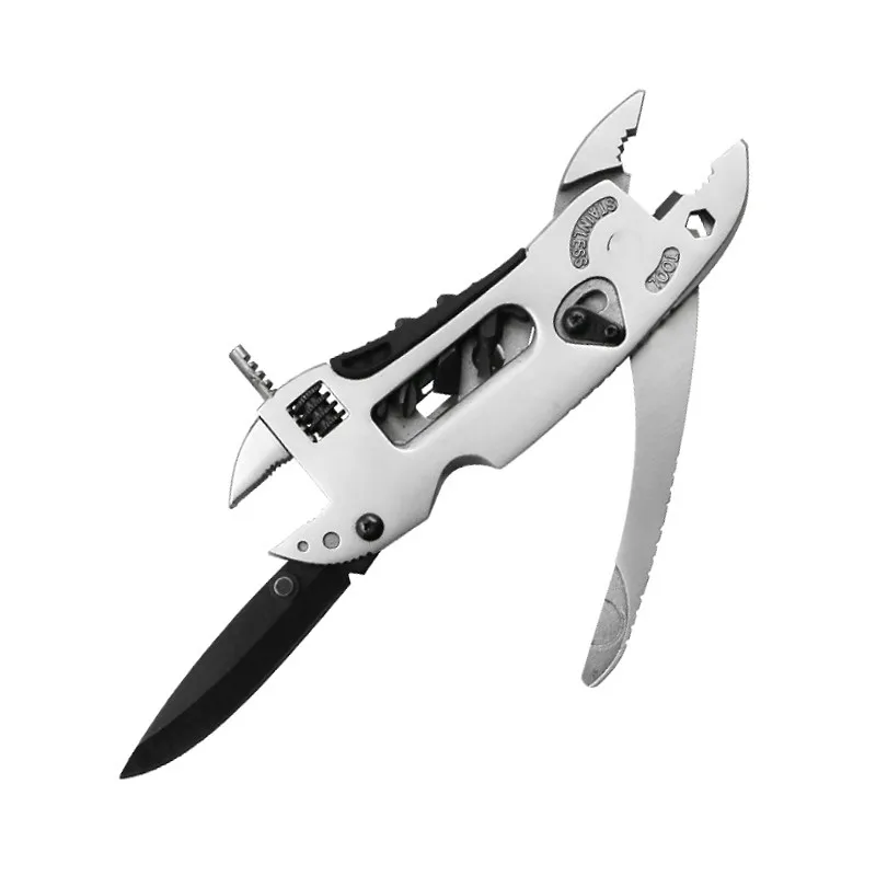 Silver Mini Bent Multifunctional Tool 9 in 1 Multitool Keychain Plier Screwdriver Pocket Tools