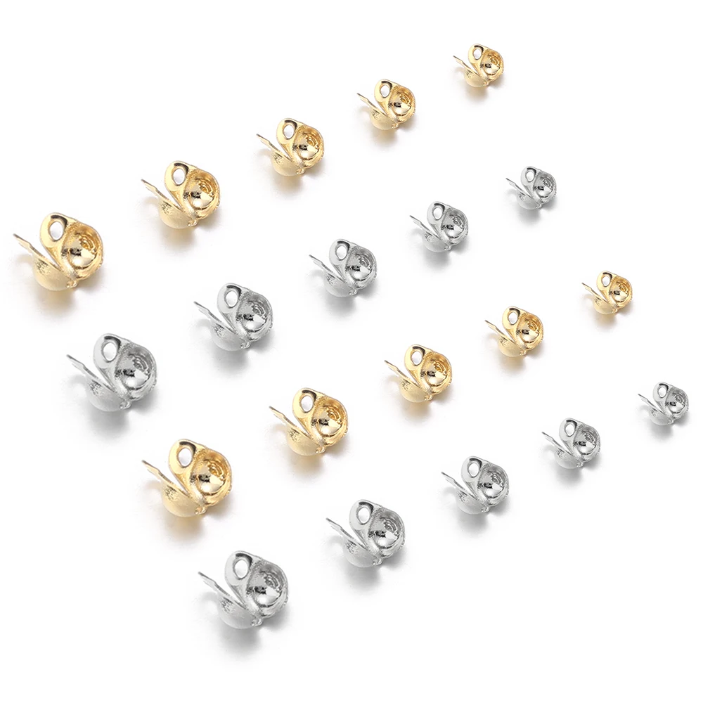 

50pcs/lot Stainless Steel Ball Chain Calotte Crimps Beads End Connector Clasps Buckle For DIY Jewelry Making Bracelet Necklace