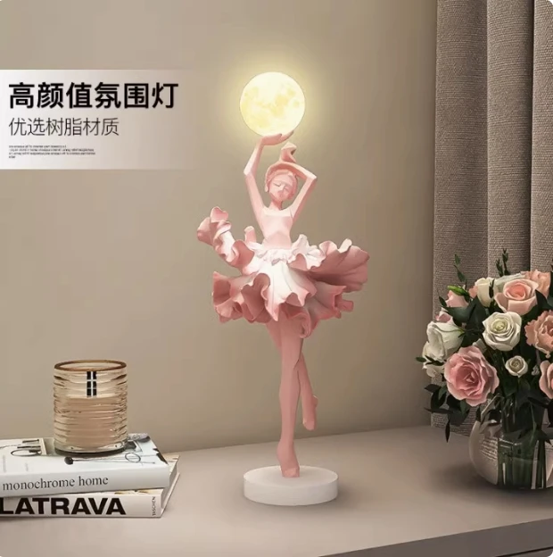 

Light luxury girl art ornament cream wind night light high sense living room entrance entrance wine cabinet desktop decoration